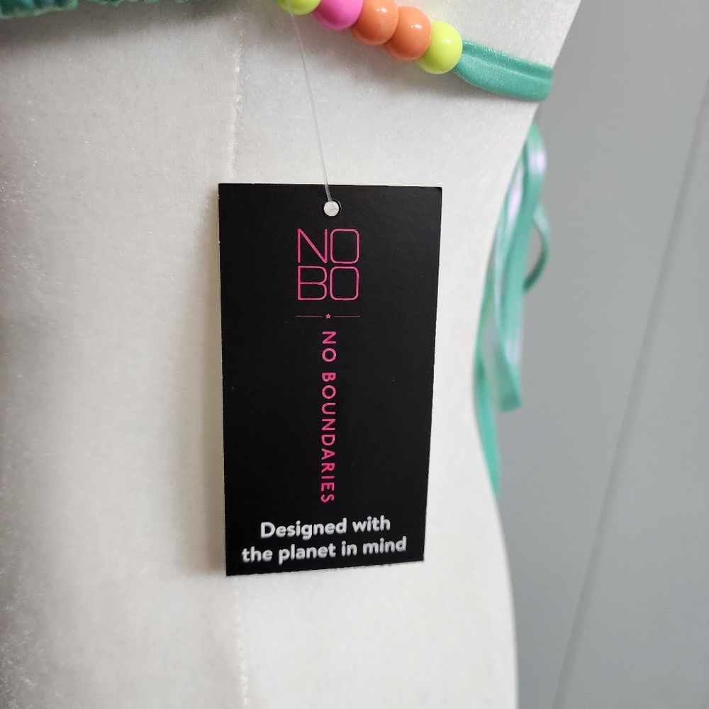 No Boundaries Green Glossy Bakini Top Size L - Picture 6 of 12